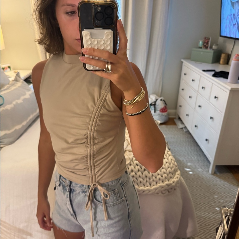 superdown Beige Ruched Tank Top - Picture 2 of 6